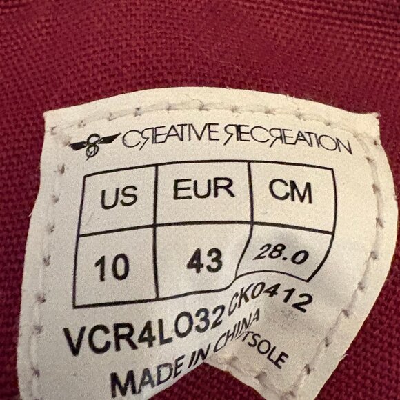 Creative Recreation Cesario Lo Black Sneakers - Men's Size 10 - Picture 5 of 5